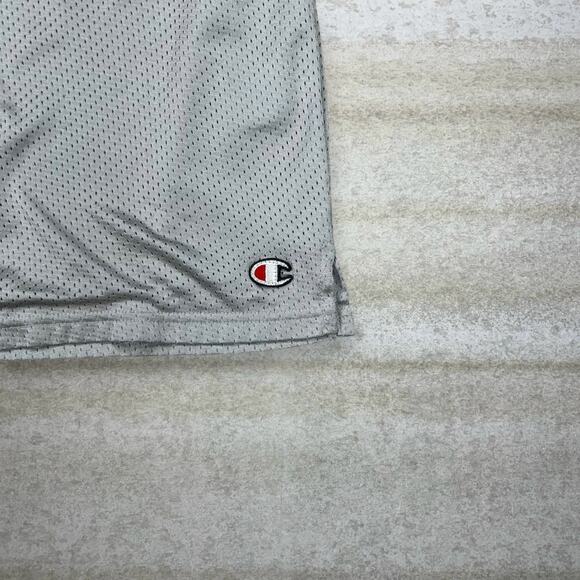 Vintage Champion Gym Shorts Grey Polyester White Embroidered Logo 9" Inseam Y2K - Picture 3 of 3